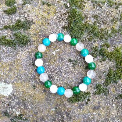 Bracelet "Maternité" en Chrysocolle, Jaspe vert, Sélénite et Citrine